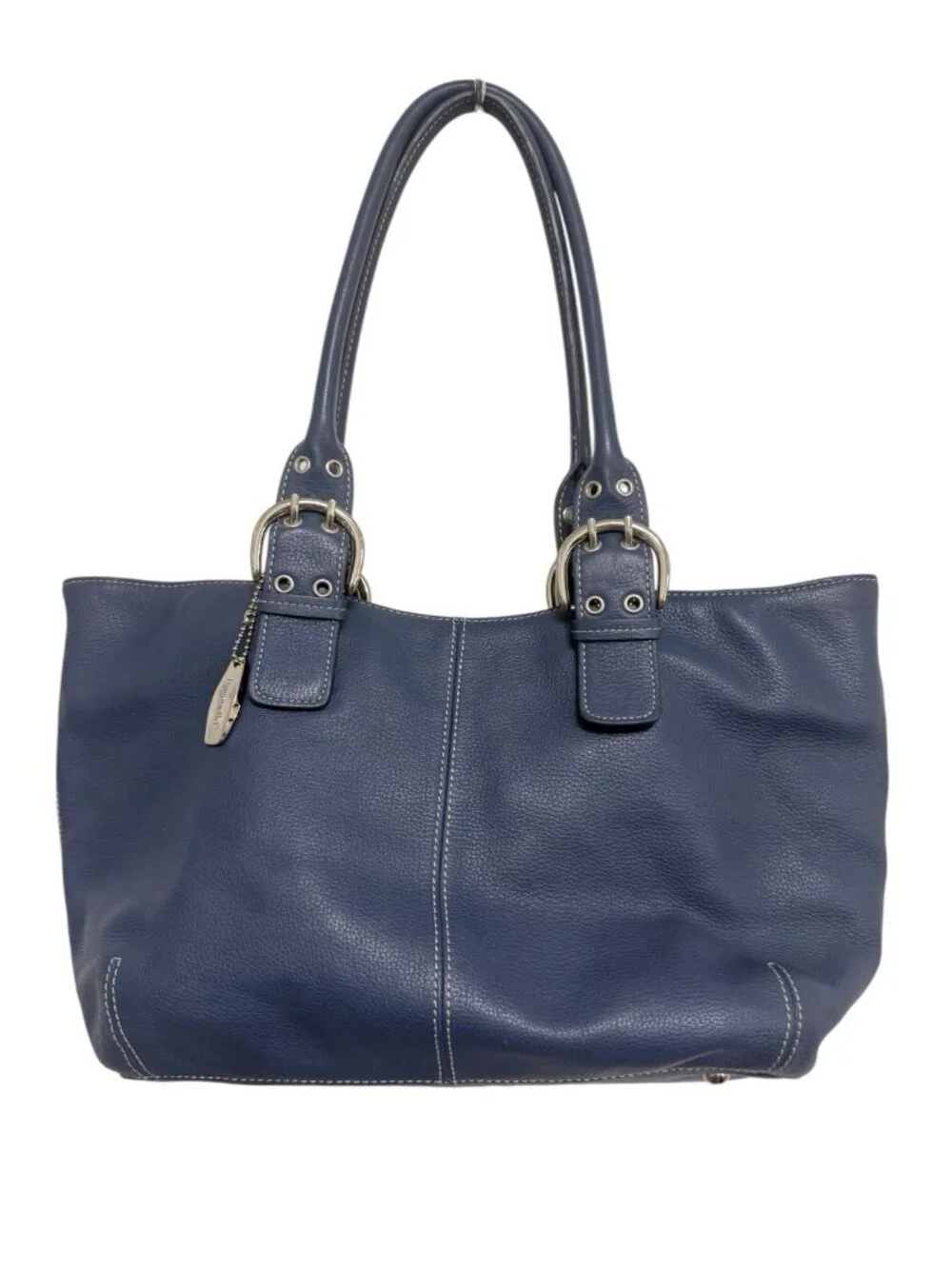 Tignanello Genuine Leather Navy Blue Tote Handbag Shoulder Bag and Wallet